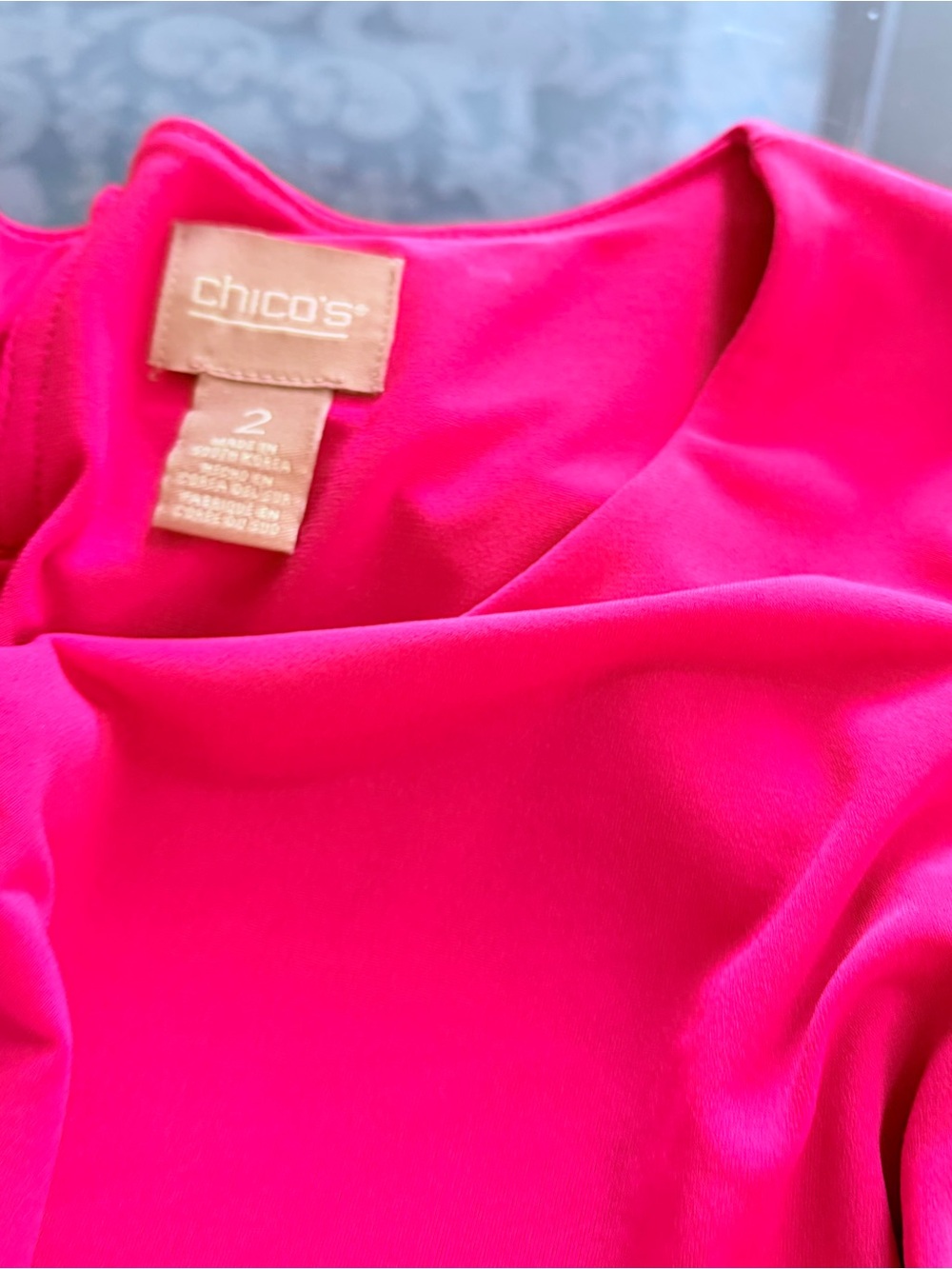 Chico's Vibrant Hot Pink Draped Neck Blouse